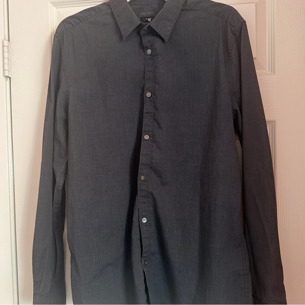 H&M Men's Dark Charcoal Button-Down Shirt